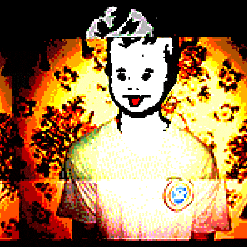 Animated slabofmisuse character surrounded by flames